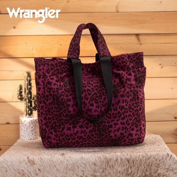 Wrangler Leopard Print Large Tote/Crossbody Purple - Picture 3 of 6